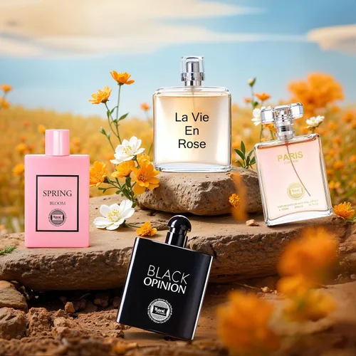 Vista 3 de Hybrid & Company Mujer 4 unids Black Opinion La Vie En Rose Paris Para Su Primavera Floración Perfume Natural Spray Fresco Fragancia
