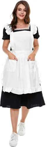 Vista 2 de Delantal retro ajustable con bolsillos, tamaño pequeño a grande para mujer de LilMents