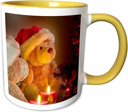 Vista 11 de 3dRose Doreen Erhardt Teddy Bears – Osos de Navidad con día festivo Árbol de y velas – Tazas, Negro/Blanco
