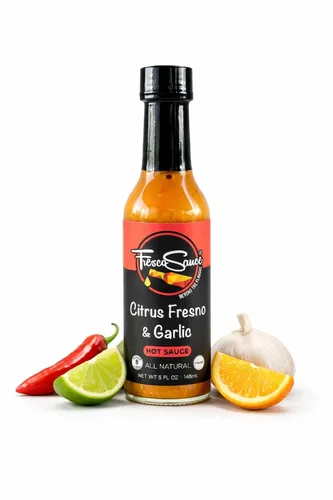 Vista 9 de Fresco Sauce - Fabulosa Caja de Regalo de Salsa Picante Paquete de 4 - Mostaza Chi Banero - Mezcla de Pimienta Asada al Fuego - Ajo Cítricos Fresno