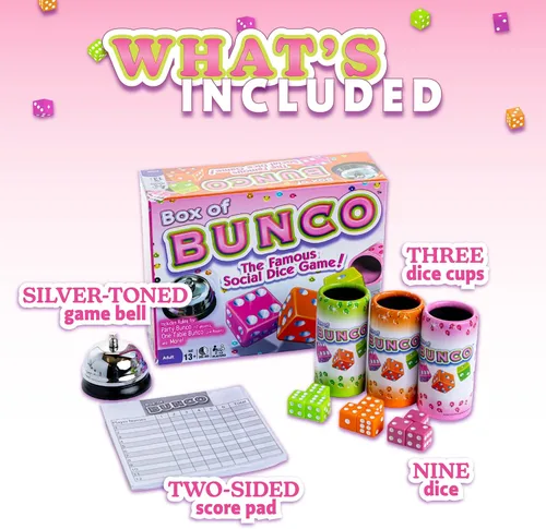 Vista 6 de Caja de Juego de Bunco de Continuum Games, Caja de Fiesta para Noche de Damas con Las Chicas, Juegos para Adultos para 2-12 Jugadores con 3 Juego