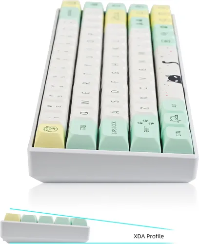 Vista 5 de Ussixchare XDA Keycaps PBT - Juego de 135 teclas de anime japonés Dye-Sub ANSI ISO para teclado Cherry MX gato extraño