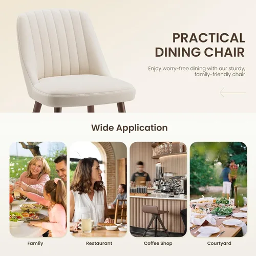 Vista 6 de MALOL Juego de 2 sillas tapizadas para comedor, sillas modernas de tela para cocina con respaldo, patas de madera para cocina, comedor, restaurante
