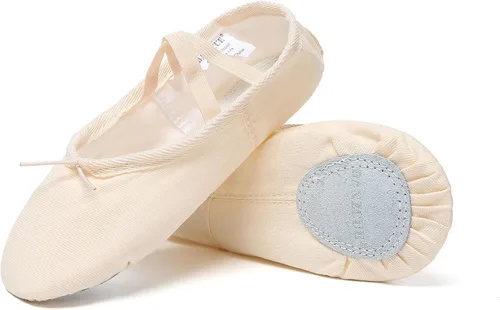 Vista 4 de Danzcue Zapatos de ballet de lona y cuero para adultos