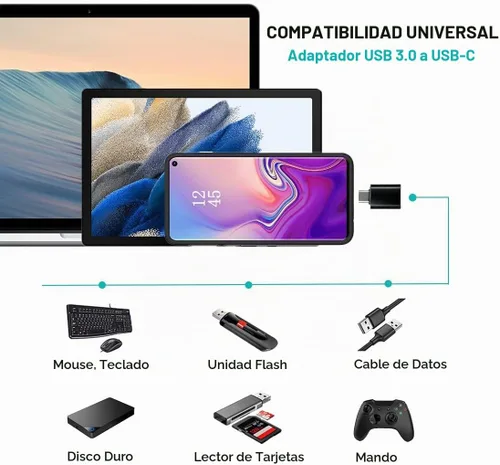 Vista 3 de Paquete de 4 adaptadores USB C, adaptador USB C a USB 3.0 OTG, adaptador micro USB a USB C compatible con MacBook Pro, iPhone 17/16/15, iPad