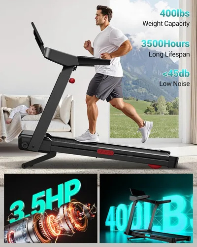 Vista 3 de UMAY Incline Treadmill with 2-20% Auto Incline, 400LB Capacity Foldable Treadmills for Home with Handle Height Adjustable, 42.5"×16.2" Extra-Wide