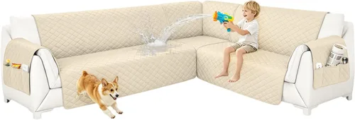 Vista 28 de Fundas para sofá modular, impermeables, 6 piezas, fundas de sofá en forma de L, lavables, antideslizantes, fundas para sofá seccional, suaves