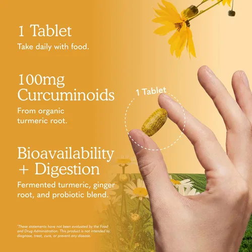 Vista 5 de Garden of Life Organics 60 tabletas para respuesta inflamatoria de cúrcuma extrafuerte 100mg de curcumina (95% curcuminoides)/pimienta
