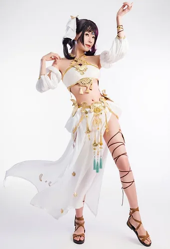 Vista 3 de miccostumes Disfraz de cosplay para mujer, vestido largo de bailarina con pinzas para el cabello