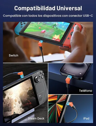 Vista 8 de JSAUX Paquete de 2 adaptadores USB C a USB C de 90 grados, adaptador tipo C de ángulo recto de 100W y 40Gbps para transferencia de datos para Steam