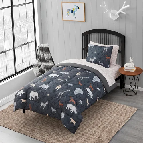 Vista 19 de Juego de edredón con diseño de baloncesto tamaño individual – Ropa de cama en una bolsa con sábanas, fundas de almohada y fundas decorativas