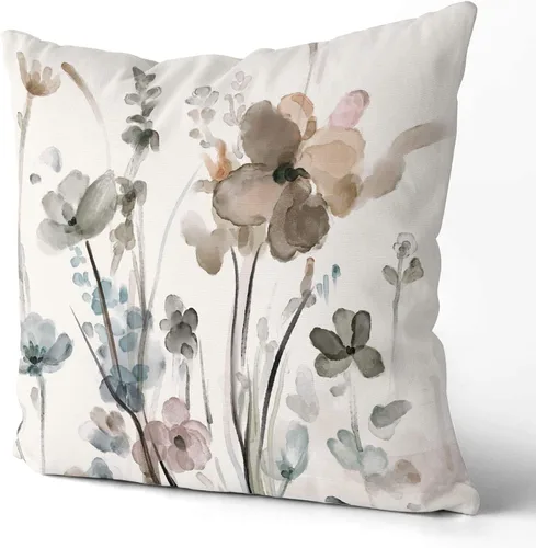 Vista 6 de Fundas de Almohada Decorativas de Flores 16x16 Juego de 2, Fundas de Almohada con Flores, Fundas Cuadradas Decorativas para Sofá, Sillón