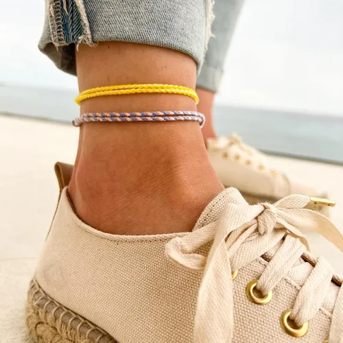 Vista 34 de Made by Nami 2 Pcs Wave String Ankle Bracelets for Women Waterproof & Adjustable Thin Braided Anklet Surfer Boho Ankle Bracelet Set of 2 Beach Multi
