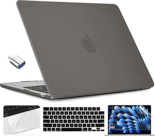 Vista 30 de TWOLSKOO Compatible con funda para MacBook Air M4 de 15 pulgadas versión 2025-2023 M4 A3241 M3 A3114 M2 A2941, carcasa rígida de plástico y Cristal