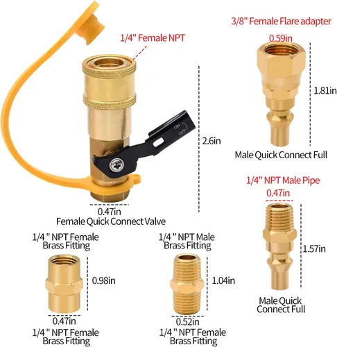 Vista 2 de 7 accesorios de conexión rápida de propano 7 piezas
