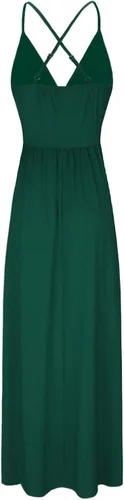 Vista 5 de II ININ - Vestido casual para mujer veraniego con cuello en V profundo estampado floral o color liso vestido largo con abertura para fiesta
