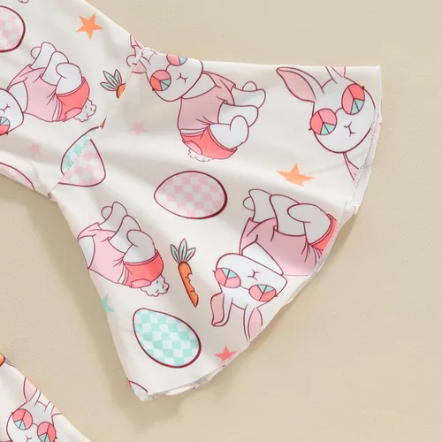 Vista 7 de Rtnnsbbfcm Conjunto de camiseta de manga corta para bebé niña con estampado de trébol irlandés y pantalones acampanados para el día de San Patricio