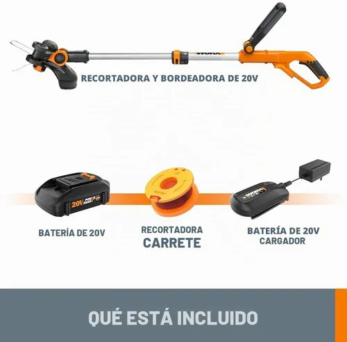 Vista 5 de WORX - Podadora inalámbrica de 20 V y 2 en 1, para cortar y bordear WG162 (batería y cargador incluidos)
