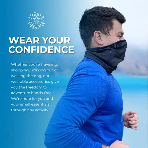 Vista 5 de Locker Lifestyle 4PC Neck Gaiter, Adjustable Neck Gaiter Balaclava with Filters, Face Cover with Side Pocket
