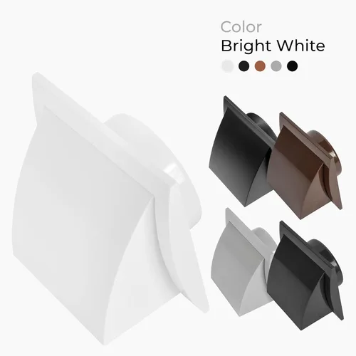 Vista 7 de Capucha de ventilación de plástico ABS blanco con solapa, ajuste de 4 pulgadas, para sistemas de ventilación de baño, cocina, lavandería y garaje
