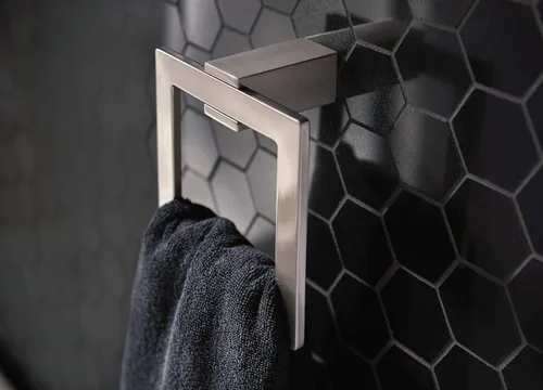Vista 4 de Moen Kyvos Collection Brushed Nickel Modern Bathroom Hand Towel Ring, BP3786BN (Pack of 2)