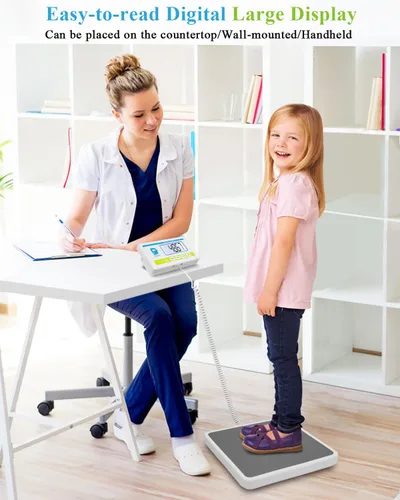 Vista 2 de Báscula médica para peso corporal con pantalla digital, límite de 660 libras, báscula de piso de grado médico de alta precisión, resistente, ajustes