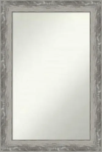 Vista 315 de Amanti Art Espejo de baño plateado para sobre el fregadero, 24 x 24 pulgadas, espejo cuadrado de peltre forjado a medida, marco de madera casual
