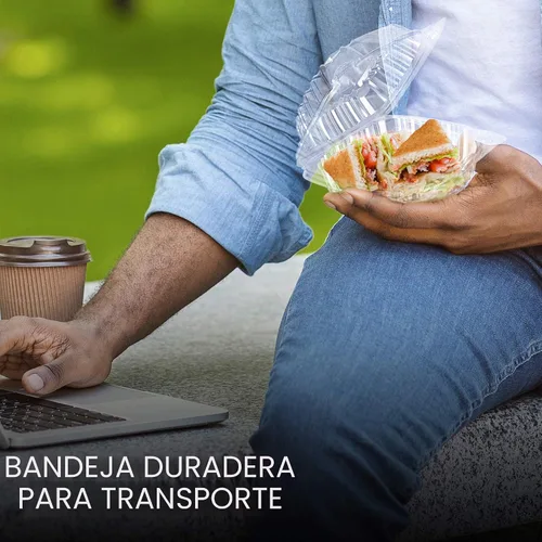 Vista 6 de Stock Your Home - Envase de plástico para llevar alimentos y postres, 25 unidades de 5 x 5 pulgadas, envases de plástico con bisagras, desechables