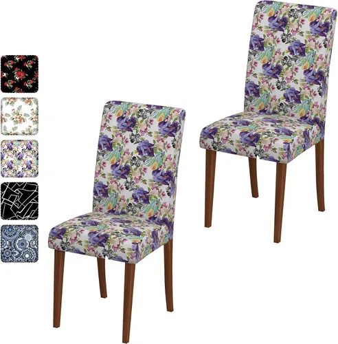 Vista 75 de Fundas para sillas de comedor CoSofSLIP, juego de 2, fundas estampadas elásticas antideslizantes, fundas extraíbles y lavables para sillas