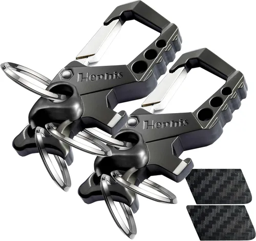 Vista 13 de Llavero resistente con forma de calavera, herramienta de escape de emergencia para automóvil, cortador de cinturón de seguridad, abrebotellas