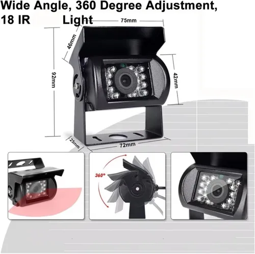 Vista 6 de Monitor de pantalla LCD TFT de 7 pulgadas para automóvil, kit de cámara de respaldo con cable de 49.2 ft para 18L/ ED IR Cam 10M