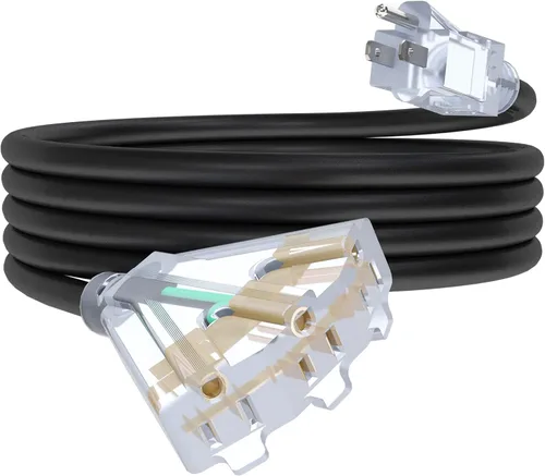 Vista 15 de Cable de extensión de calibre 12 de 2 pies con 3 salidas Paquete de 3 cables de extensión resistentes al agua para exteriores con extremo Negro
