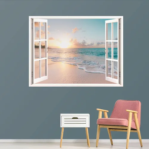 Vista 14 de IDEA4WALL Adhesivo mural removible para pared, arena blanca tropical, playa, orilla, palmera, naturaleza, desierto, fotografía, arte moderno