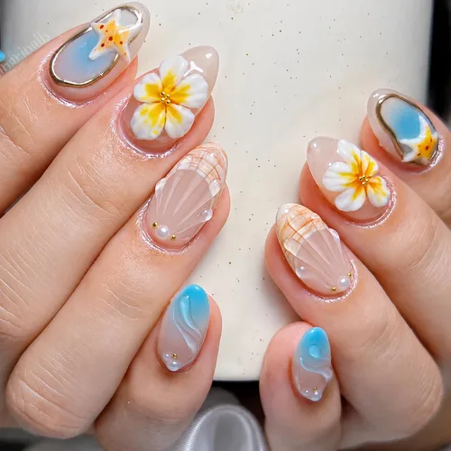 Vista 31 de Uñas postizas largas a presión, color negro, diseño francés y floral, 24