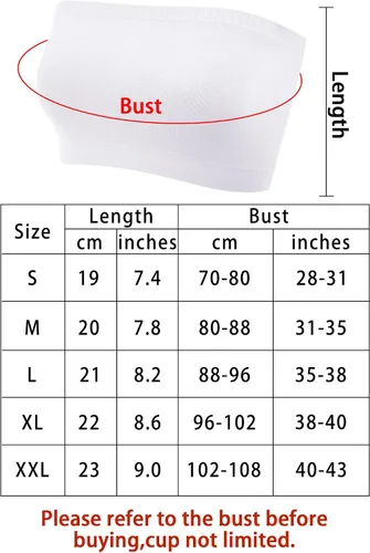 Vista 3 de Sujetador bandeau para mujer, sin tirantes, sin costuras, bandeau, sin relleno, elástico