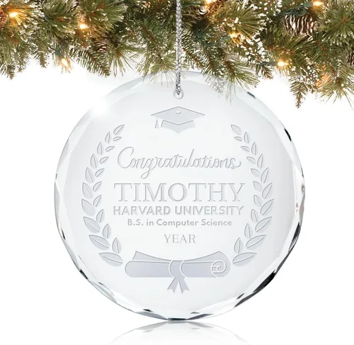 Vista 11 de Adorno de graduación personalizado de la clase de 2025 Rápido 24 horas, grabado con láser, adornos de Navidad para árbol Tapa de graduación
