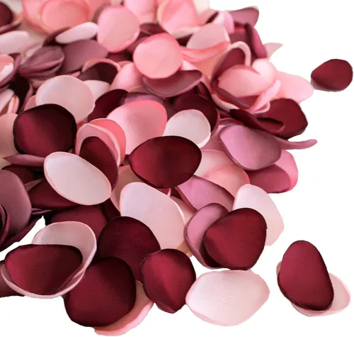 Vista 11 de Lookein 300 pétalos de rosa de satén para boda, cesta de niña de las flores, centros de mesa, corredor del pasillo, confeti para fiestas, despedida