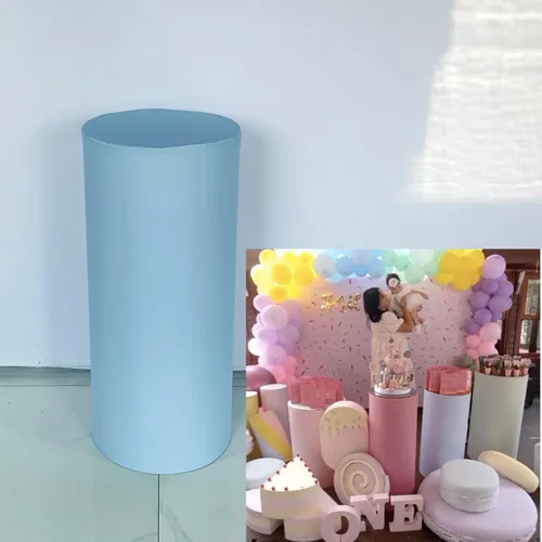 Vista 6 de Fundas cilíndricas negras para decoración de fiestas, fundas de pedestal sólidas, color negro, para baby shower, niños y adultos, fiesta