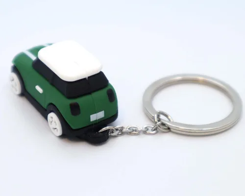 Vista 3 de Llavero con MINI Cooper (modelo de silicona), 3D OM, elegante y adorable cadena de plata (verde) (KM1-DG), Verde oscuro