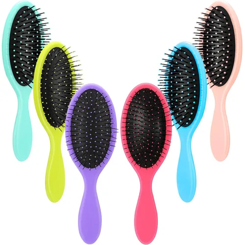 Vista 10 de Nuenen 6 piezas de cepillo desenredante húmedo para cabello seco, cepillo desenredante con cerdas suaves para mujeres, hombres, niñas y niños (negro)