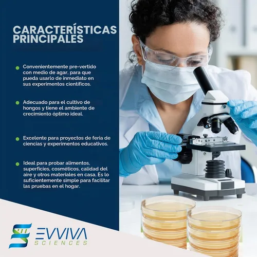Vista 4 de Evviva Sciences - Platos de petri de agar dextrosa de patata prevertida (PDA), para hongos, kit de prueba casera o para proyectos de ferias