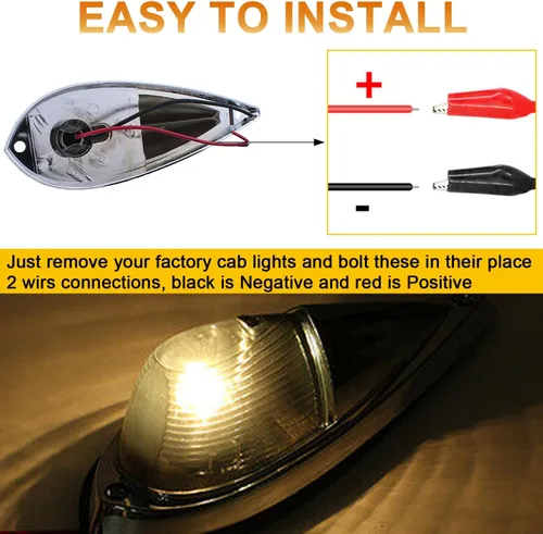 Vista 3 de Kit de luces de carrera de techo con lente ahumada, 5 unidades, color ámbar, estilo lágrima, compatible con Kenworth, Peterbilt, Freightliner, Mack