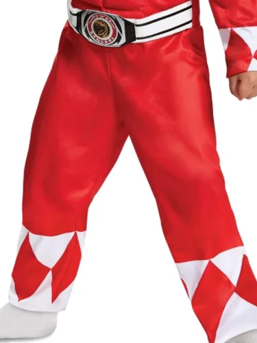 Vista 3 de Disguise Red Ranger - Disfraz infantil musculoso para niño, rojo, talla (2T)