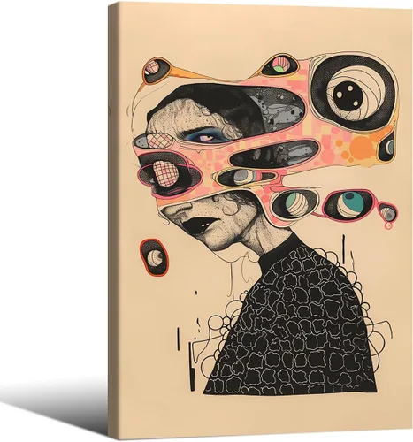 Vista 11 de Haitunone Arte de pared de mujer india paquistaní tradicional, póster de pintura floral feminista estilo mogol, impresiones en lienzo para sala