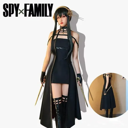 Vista 7 de NQIQIN Yor Forger Cosplay Costume Outfit Forger Cosplay Dress Full Set Spy Family Cosplay Halloween Costume for Women