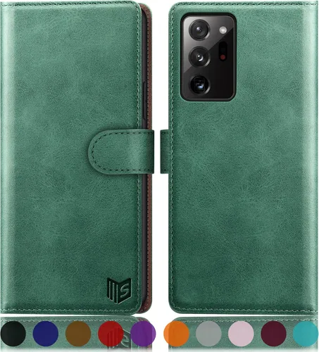 Vista 14 de SUANPOT Funda de piel tipo cartera para Samsung Galaxy Note 20 Ultra 5G de 6.9 pulgadas con bloqueo RFID, tarjetero para tarjetas de crédito, funda