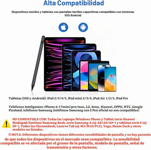 Vista 4 de Lápices ópticos para pantallas táctiles, lápiz para tableta con pantalla de energía, punta POM, lápiz táctil digital magnético compatible