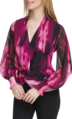 Vista 2 de Calvin Klein Blusa estampada con cuello en V para mujer