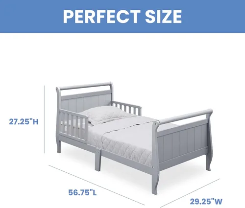 Vista 3 de Delta Children - Cama de madera estilo carruaje para niños pequeños, color gris