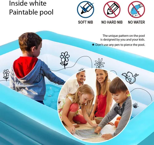 Vista 4 de Piscinas inflables, piscinas infantiles, piscina inflable familiar con suelo suave, piscina duradera de 82 y 59 pulgadas, diversión acuática